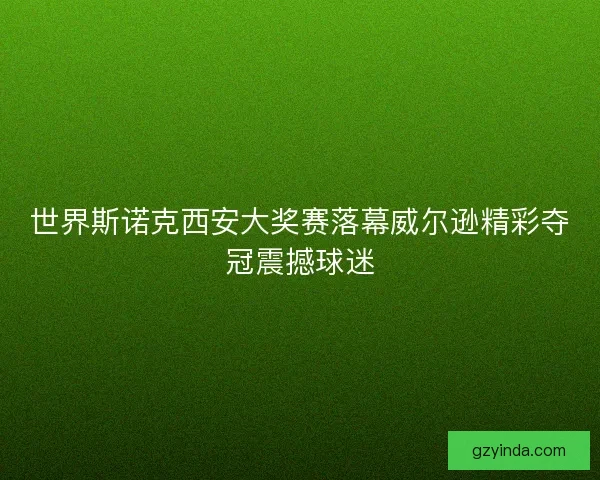 世界斯诺克西安大奖赛落幕威尔逊精彩夺冠震撼球迷